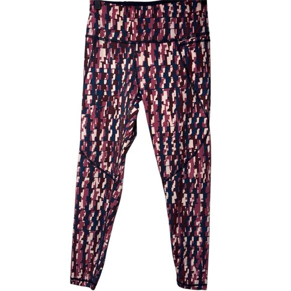 SWEATY BETTY POWER POCKET WORKOUT WOMEN LEGGINGS IN PINK CHECK PRINT SIZE US 4 - Picture 1 of 7